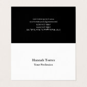 Carte De Visite Noir & Blanc Plat Créatif Moderne (Extérieur déplié)