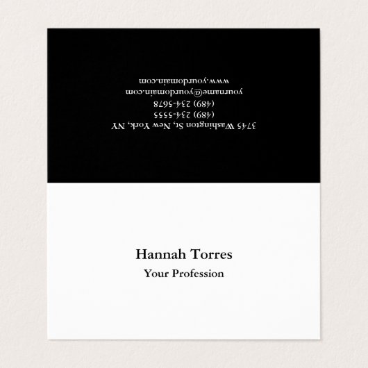 Carte De Visite Noir & Blanc Plat Créatif Moderne (Extérieur déplié)