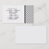 Carte De Visite Noir blanc Pois Gris Designer Monogramme (Devant / Derrière)