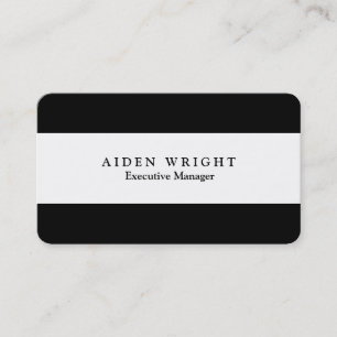 Carte De Visite Noir & blanc rayé élégant minimaliste moderne mode