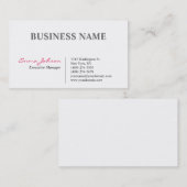 Carte De Visite Noir Blanc Rose Élégant Moderne Simple (Devant / Derrière)