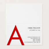 Carte De Visite Noir Blanc Rouge Monogramme Lettre initiale (Extérieur déplié)