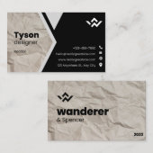 Carte De Visite Noir Blanc Simple Immobilier Annonce Entreprise Ca (Devant / Derrière)