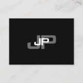 Carte De Visite Noir Blanc Simple Moderne Modèle Monogramme (Devant)