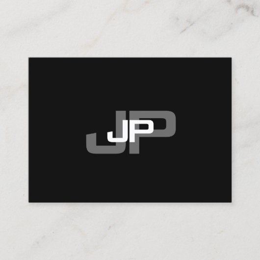 Carte De Visite Noir Blanc Simple Moderne Modèle Monogramme (Devant)