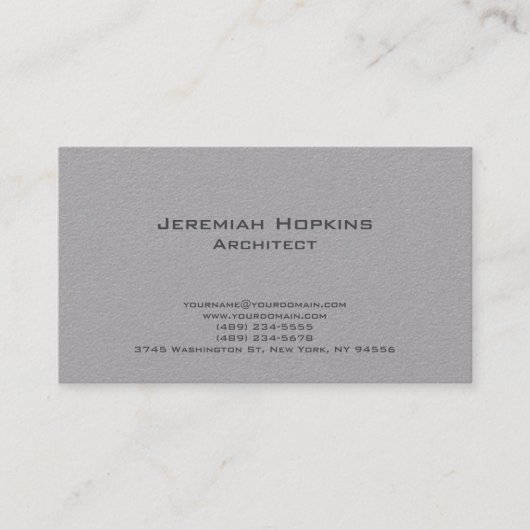 Carte De Visite Noir Blanc Simple Plain Architect Premium Grey (Devant)