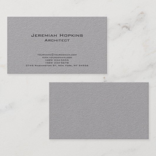Carte De Visite Noir Blanc Simple Plain Architect Premium Grey (Devant / Derrière)