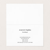 Carte De Visite Noir Blanc Simple Plain Architect Premium Pearl (Extérieur déplié)