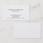 Carte De Visite Noir Blanc Simple Plain Architect Premium Pearl (Devant / Derrière)