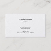 Carte De Visite Noir Blanc Simple Plain Architect Premium Pearl (Devant)