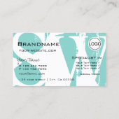 Carte De Visite Noir blanc Turquoise moderne avec logo et monogram (Dos)