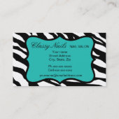 Carte De Visite Noir, Blanc, Turquoise & Vert Zèbre & Cheetah (Dos)