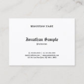 Carte De Visite Noir Blanc Vieux Anglais Texte Nostalgique Modèle (Dos)