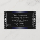 Carte De Visite Noir Bleu foncé Orné Diamants étincelants Monogram (Dos)