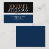 Carte De Visite Noir Bleu Gras Texte tendance Style (Devant / Derrière)