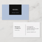 Carte De Visite Noir bleu minimal moderne (Devant / Derrière)