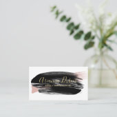 Carte De Visite Noir Blush Gold Aquarelle Calligraphie (Debout devant)