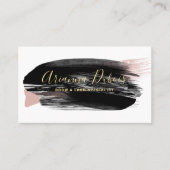 Carte De Visite Noir Blush Gold Aquarelle Calligraphie (Devant)