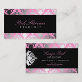 Carte De Visite Noir BowCertificate de peluche de rose de (Devant / Derrière)