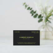 Carte De Visite Noir brillant Lime Vert Basic Professionnel (Debout devant)