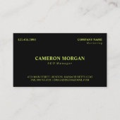 Carte De Visite Noir brillant Lime Vert Basic Professionnel (Devant)
