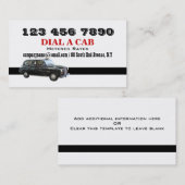 Carte De Visite Noir britannique de Londres de taxi (Devant / Derrière)