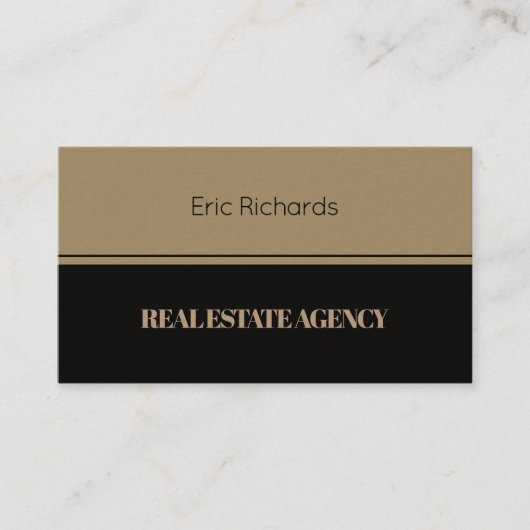 Carte De Visite Noir bronzage de fente horizontale élégante (Devant)