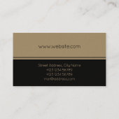 Carte De Visite Noir bronzage de fente horizontale élégante (Dos)