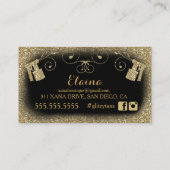 Carte De Visite Noir bronzage de parties scintillantes d'or du jet (Dos)