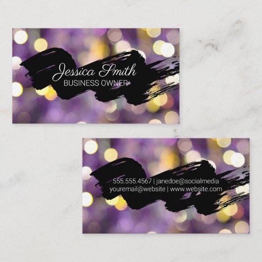 Carte De Visite Noir brossé | Bokeh (Devant / Derrière)