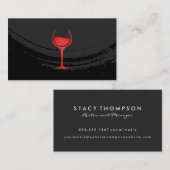Carte De Visite Noir brossé sur verre de vin rouge (Devant / Derrière)