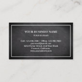 Carte De Visite Noir Chalkboard Elegant Bleu Papillon (Dos)