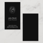 Carte De Visite Noir chic de professeur de musique (Devant / Derrière)