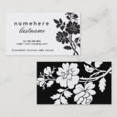 Carte de visite noir chic de roses (Devant / Derrière)