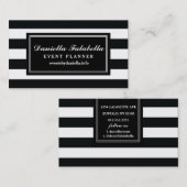 Carte De Visite Noir chic et le blanc barre le modèle (Devant / Derrière)