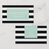 Carte De Visite Noir chic et le blanc barre le modèle (Devant / Derrière)