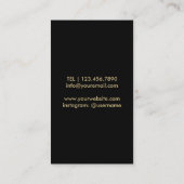 Carte De Visite Noir chic et or d'Afro de coiffeur de maquilleur (Dos)