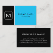Carte De Visite Noir clair & Cyan professionnel moderne (Devant / Derrière)
