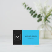 Carte De Visite Noir clair & Cyan professionnel moderne (Debout devant)