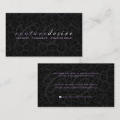 Carte De Visite Noir clair Damas Floral Design (Devant / Derrière)
