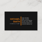 Carte De Visite Noir clair élégant moderne orange (Dos)