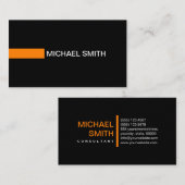 Carte De Visite Noir clair élégant moderne orange (Devant / Derrière)