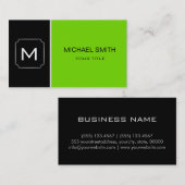 Carte De Visite Noir clair et vert professionnel moderne (Devant / Derrière)