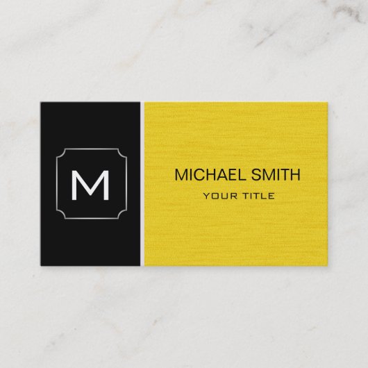 Carte De Visite Noir clair & Jaune Professionnel Moderne (Devant)