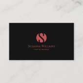 Carte De Visite Noir clair moderne et Rouge indien avec Monogramme (Devant)