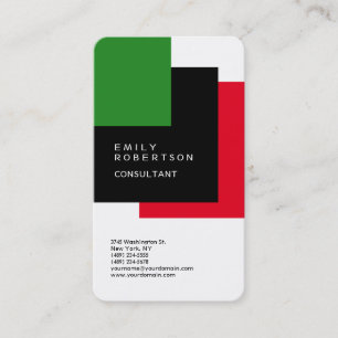 Carte De Visite Noir clair rouge vert blanc moderne minimaliste