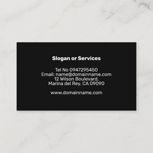 Carte de visite noir classique (Dos)