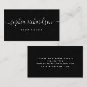 Carte De Visite Noir classique| Aquarelle et script (Devant / Derrière)