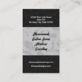 Carte De Visite Noir classique avec argent Damask Monogrammé (Dos)