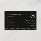 Carte De Visite Noir classique avec Monogramme et Logo (Dos)